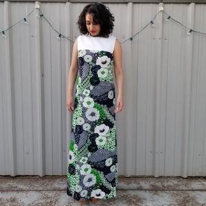 Custom vintage white and blue floral dress